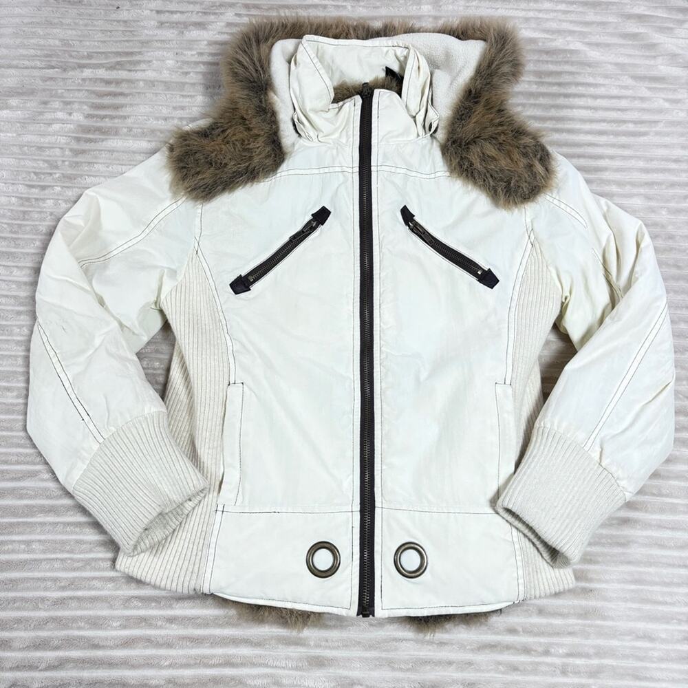 Babydoll Big Girl Kids Full lined Jacket Fake Fur Cream Size 16